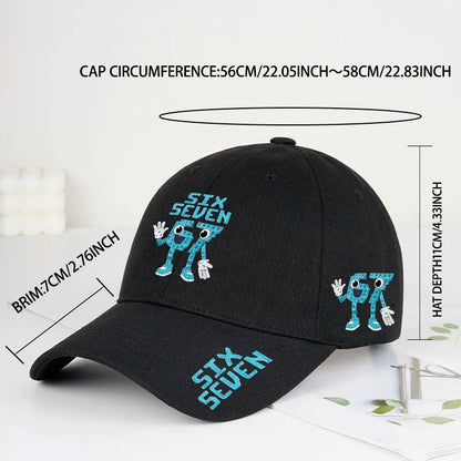 Retro '67 Cartoon Print Baseball Cap - Adjustable Flat-Brim Cap - Unisex Streetwear Hip-Hop Sun Hat - Dad Hat