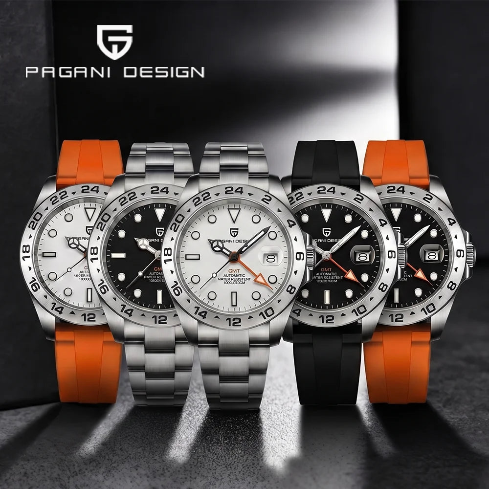 Pagani Design 2026 Nuevo reloj de buceo para hombre 42mm zafiro mecánico automático GMT 100m resistente al agua PD1682
