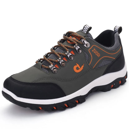 Autumn and Winter Men's Waterproof Hiking Shoes, Outdoor PU Leather Sports Shoes, Wear-Resistant, Walking, Tactical
