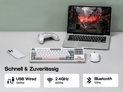 EPOMAKER TH87 ISO-DE Tenkeyless TKL Layout Gasket Wired/Bluetooth/2.4 GHz Wireless Mechanical Keyboard with RGB Backlight