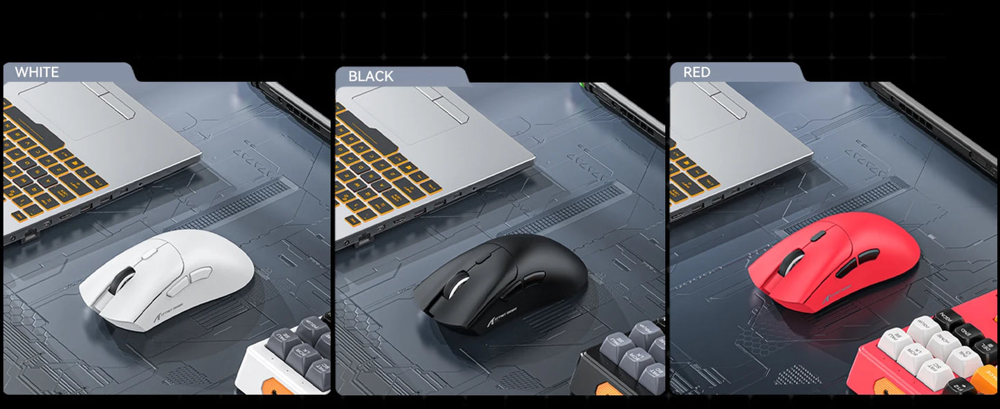 ATTACK SHARK R1 trijų režimų žaidimų pelė, PixArt PAW3311 jutiklis, 18000 DPI, 1000hz, 59g itin lengva didelėms rankoms, PC/Mac