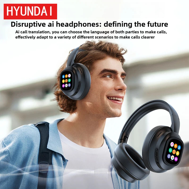 HYUNDAI X1PRO kabellose Bluetooth 6.0 KI-Übersetzungs-Ohrhörer – 100+ Sprachen, Touch-Control, LED-Display, geräuschunterdrückende Kopfhörer