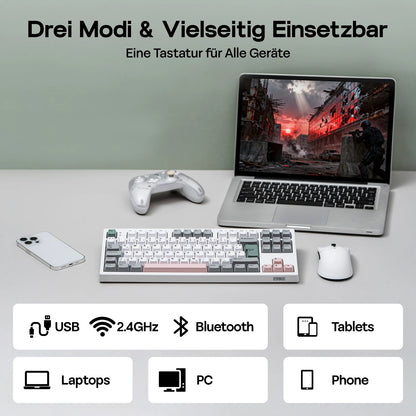 EPOMAKER TH87 ISO-DE Tenkeyless TKL Layout Gasket Wired/Bluetooth/2.4 GHz Wireless Mechanical Keyboard with RGB Backlight