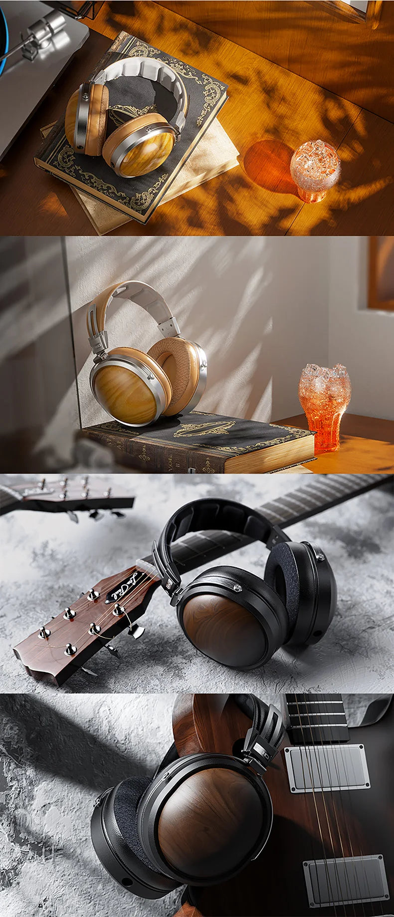 FiiO FT1 Professional Wired HiFi Monitor Headphones – North American Walnut Over-Ear Dynamic Stereo Headset with Leather & Metal Build