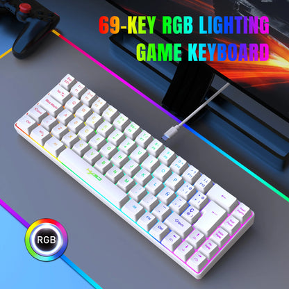 Hot Sale! Spanische kabelgebundene Gaming-Tastatur mit 69 Tasten und RGB-Hintergrundbeleuchtung, kompaktes 68%-Design, ein unverzichtbares Gadget für Büroangestellte und Gamer