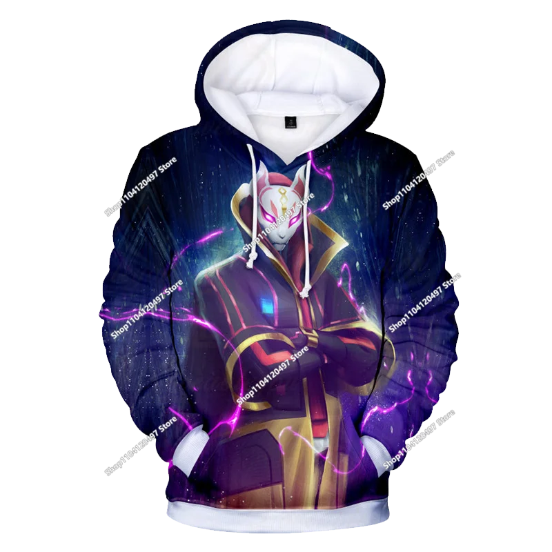 Детски аниме суитшърт с качулка Fortnite, мъжки streetwear хип-хоп спортен стил, ежедневен свободен суитшърт за навън, модерен дизайн