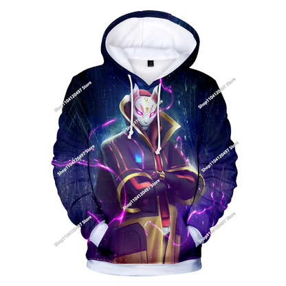 Детски аниме суитшърт с качулка Fortnite, мъжки streetwear хип-хоп спортен стил, ежедневен свободен суитшърт за навън, модерен дизайн