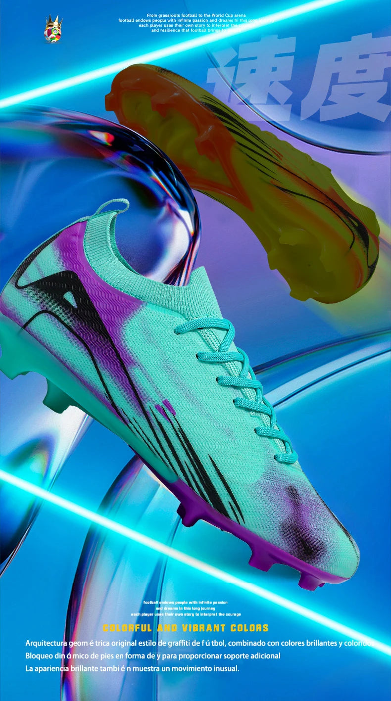 New Men's Football Boots FG Non-Slip Long Spikes Soccer Shoes Training Shoes Soccer Cleats Ultralight Outdoor Drop Shipping