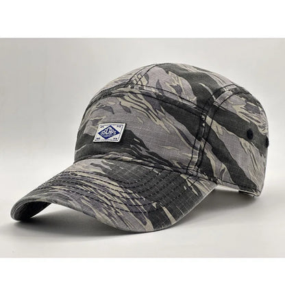 Workwear Style Camo Short Brim Baseball Cap for Men Women, Trendy Unisex Outdoor Sun Protection Peak Hat