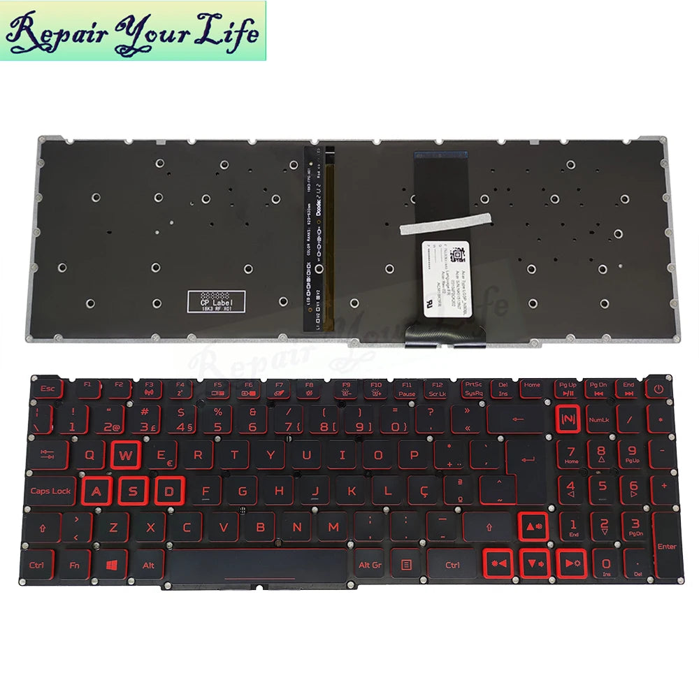 PT-BR Brasil US RU Tastatur mit Hintergrundbeleuchtung für Acer Nitro 5 AN515-54 AN515-43 AN517-52 AN517-51 AN517-54 AN715-51 Spanien LA IT TR GR FR