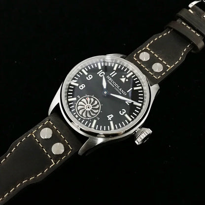 Hruodland 2025 New Men's Mechanical Watch Seagull ST3620 Retro Pilot 43MM BGW-9 Luminous Sapphire Crystal Turbine Watch