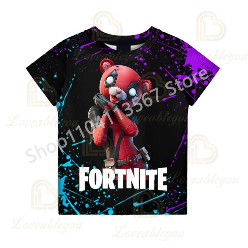 2-teiliges Set F-Fortnited Victory 3D-T-Shirt und Shorts für Kinder, Oberteile für Mädchen und Jungen, Battle-Royale-Kleidung, Harajuku-Tees, Hero-Kinder-T-Shirt