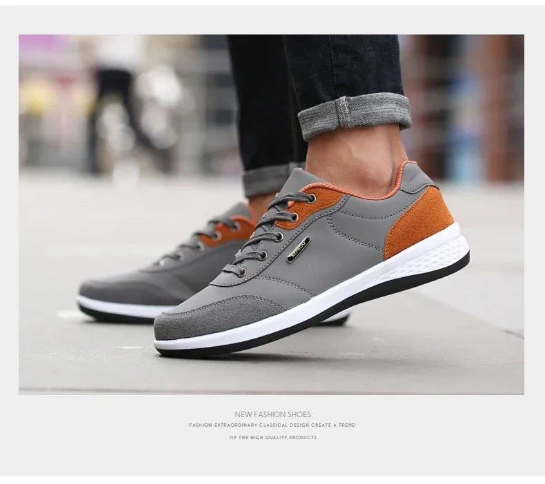 YRZL Herrenschuhe Frühling Herbst Wasserdichte Walking-Sneaker Freizeit-Ledersportschuhe für Herren Rutschfestes Schuhwerk Tennis für Herren