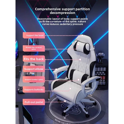 E-Sport-Stuhl für Herren, komfortabel für langes Sitzen, Computerstuhl mit verstellbarer Rückenlehne zum Entspannen