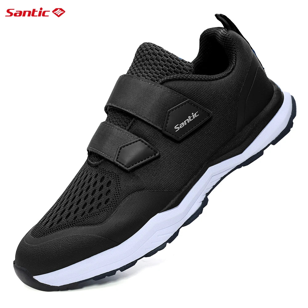 Santic Cycling Shoes Multi-purpose Running SPD Indoor Leisure Shoes Rubber Sole Hook and Loop Design 3D Mesh Fabric Sneakers Unisex