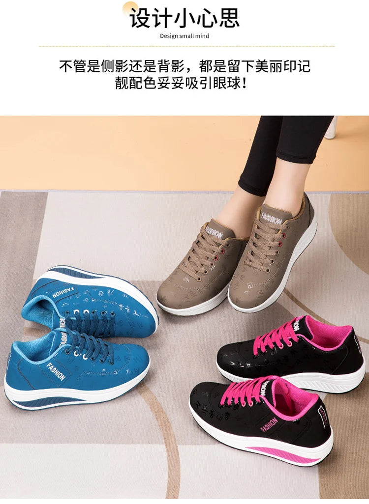 Scarpe casual da donna outdoor con suola spessa, platform alla moda, taglia grande 42, fondo piatto, scarpe sportive per camminata e corsa