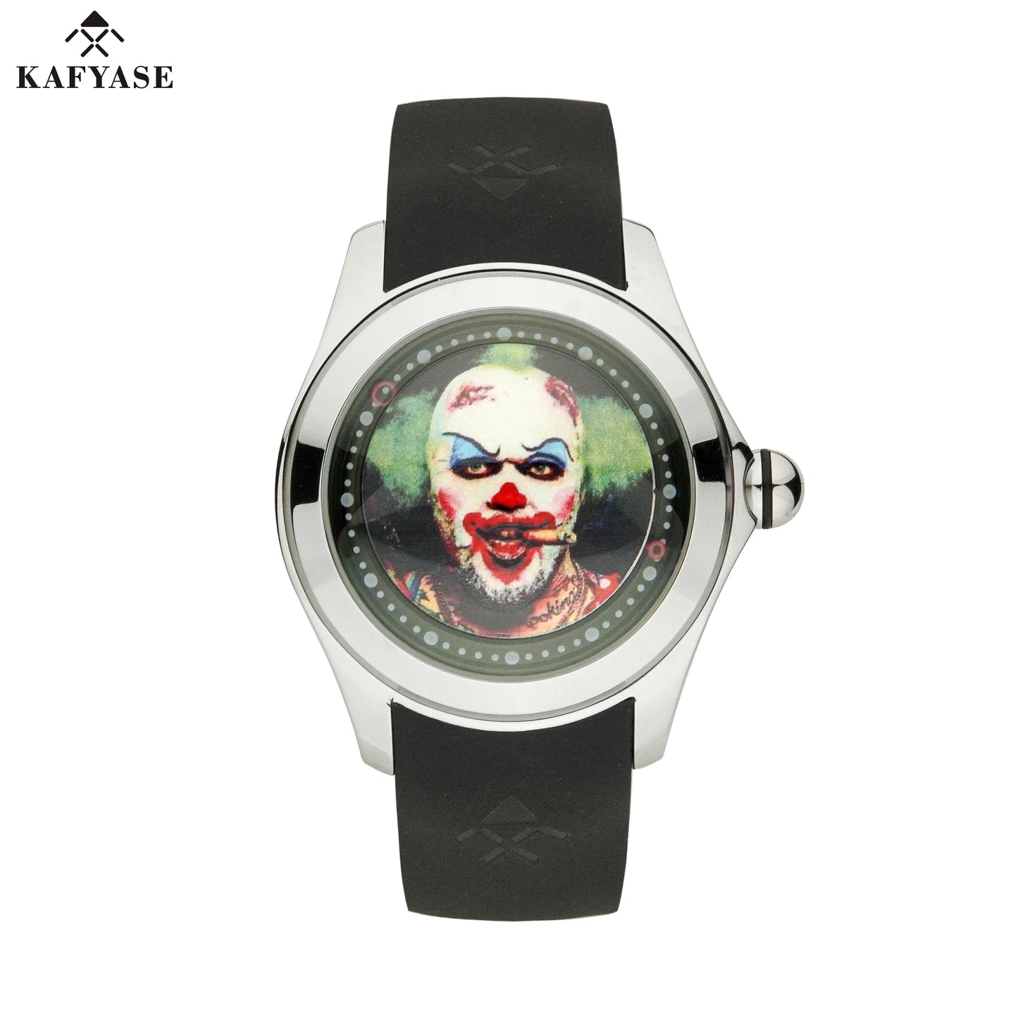 KAFYASE Fashion Earth Bubble Rubber Automatic Watches Luxury Men 46mm Mechanical Wristwatches Art Eye Ball Dial Classic Watch