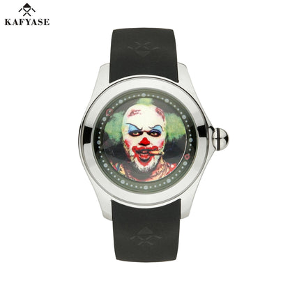 KAFYASE Fashion Earth Bubble Rubber Automatic Watches Luxury Men 46mm Mechanical Wristwatches Art Eye Ball Dial Classic Watch