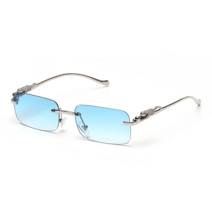 Ruiao rimless sunglasses UV400 fashion square metal glasses for men women designer man's brand sun glasses shades for outdoor