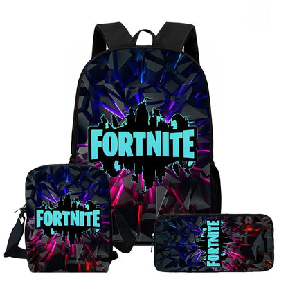 Fortnite 3-piece cartoon set, unisex, includes: Backpack, Crossbody bag, And pencil case Lightweight and large capacity