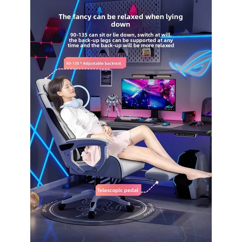 E-Sport-Stuhl für Herren, komfortabel für langes Sitzen, Computerstuhl mit verstellbarer Rückenlehne zum Entspannen