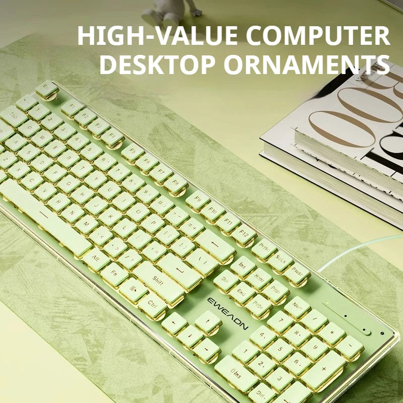 Tastiera cablata silenziosa EWEADN V3 per ufficio e gaming, design con tasti Film Key, ergonomica, per Windows/Laptop/PC/Desktop, accessorio e-sport