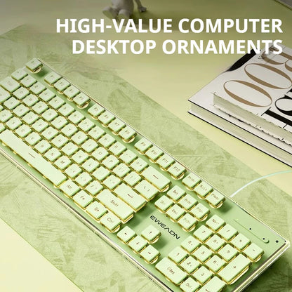 Tastiera cablata silenziosa EWEADN V3 per ufficio e gaming, design con tasti Film Key, ergonomica, per Windows/Laptop/PC/Desktop, accessorio e-sport