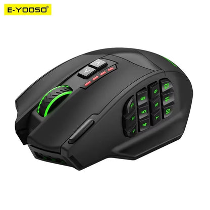 E-YOOSO RGB USB 2.4G laidinė žaidimų pelė X-33, 16000DPI, 18 programuojamų mygtukų, foninis apšvietimas, tinkama staliniam kompiuteriui, nešiojamajam kompiuteriui ir PC