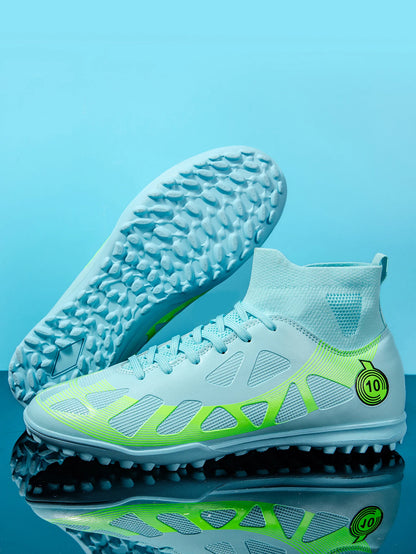 High Quality TF Football Boots for Men and Women, PU Fabric Upper, Rubber Cleats, Non-Slip Training Football Shoes