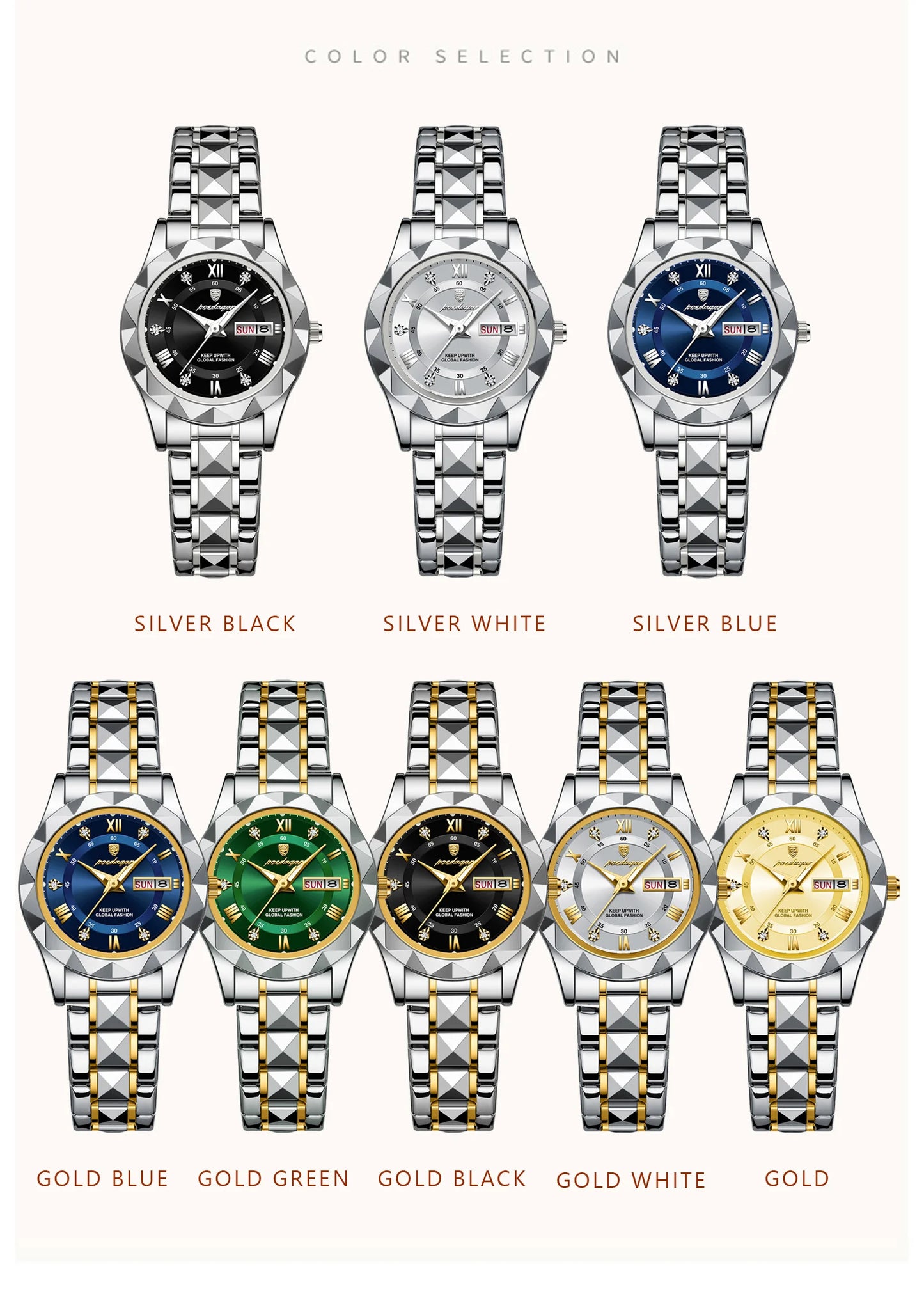 POEDAGAR Top Luxury Watches For Women Stainless Steel Week Date Woman Wristwatch Luminous Waterproof Fashion Quartz Ladies Watch