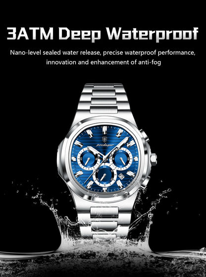 POEDAGAR Top Luxury Man Watch Waterproof Stainless Steel Luminous Men Clock Date Chronograph Quartz Business Men's Watches Reloj