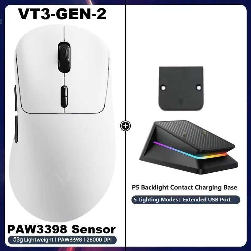Rapoo VT3Pro GEN-1 Wireless Gaming Mouse 59g Lightweight 8KHz Polling Rate 26000DPI 9 Programmable Buttons Optical Sensor