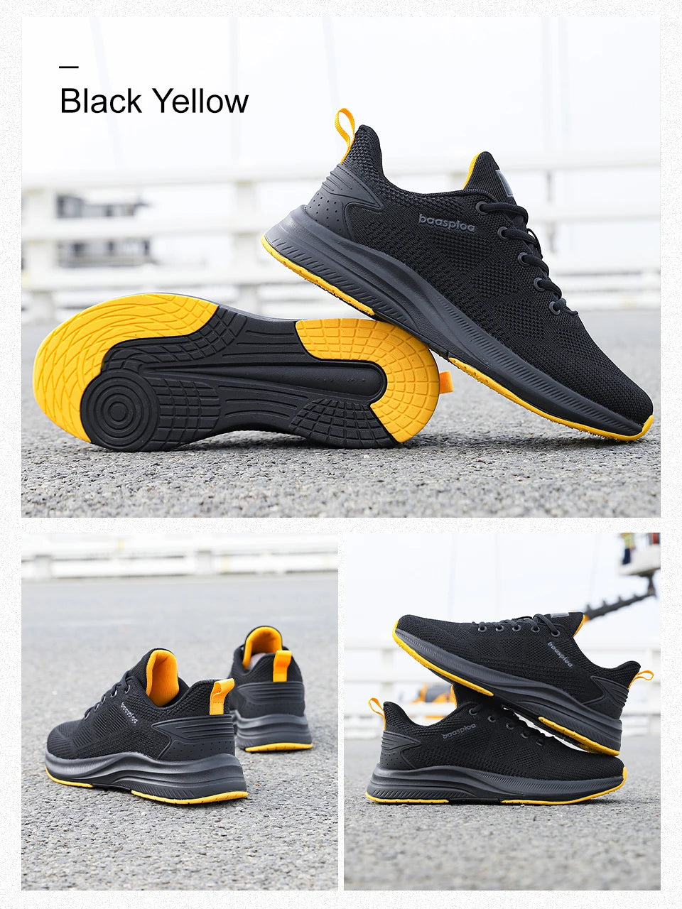 Baasploa Men's Running Shoes Brand, Male Designer Mesh Casual Sneakers, Lightweight Lace-Up New Male Outdoor Sports Tennis Shoes