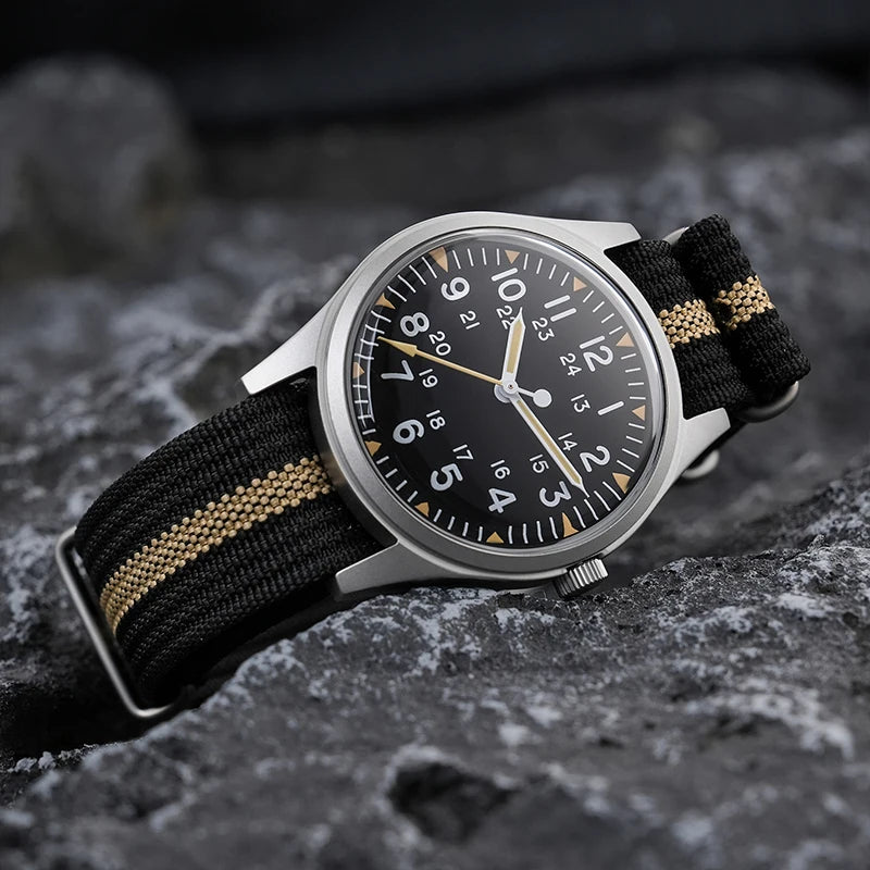 Militado ML07 Quartz Watch VH31 Sweep Movement Domed Sapphire Crystal Luminous 10Bar Waterproof 36mm Vintage Mens Watches