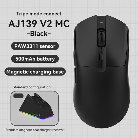 Mouse wireless AJAZZ AJ139Pro/AJ139V2MC con chipset PMW3395/PAW3311, 12000-26000Dpi, mouse da gaming professionale
