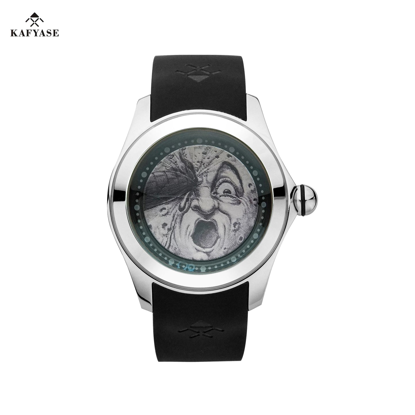 KAFYASE Fashion Earth Bubble Rubber Automatic Watches Luxury Men 46mm Mechanical Wristwatches Art Eye Ball Dial Classic Watch