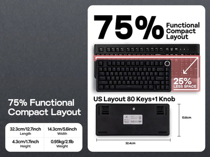 EPOMAKER x AULA F75 kabelgebundene mechanische Hot-Swap-Tastatur 75% ANSI US-Layout mit Gasket-Mount und Drehregler für Mac/WIN/Android