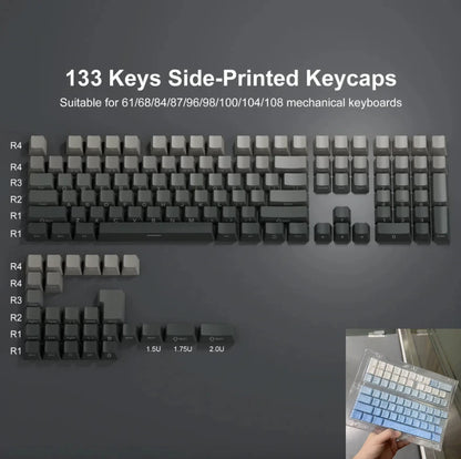 Nuovi keycap per tastiera meccanica da gaming 60/64/84/98/108 con switch MX, 135 tasti, profilo OEM, PBT, incisione laterale, sfumatura rosso e nero