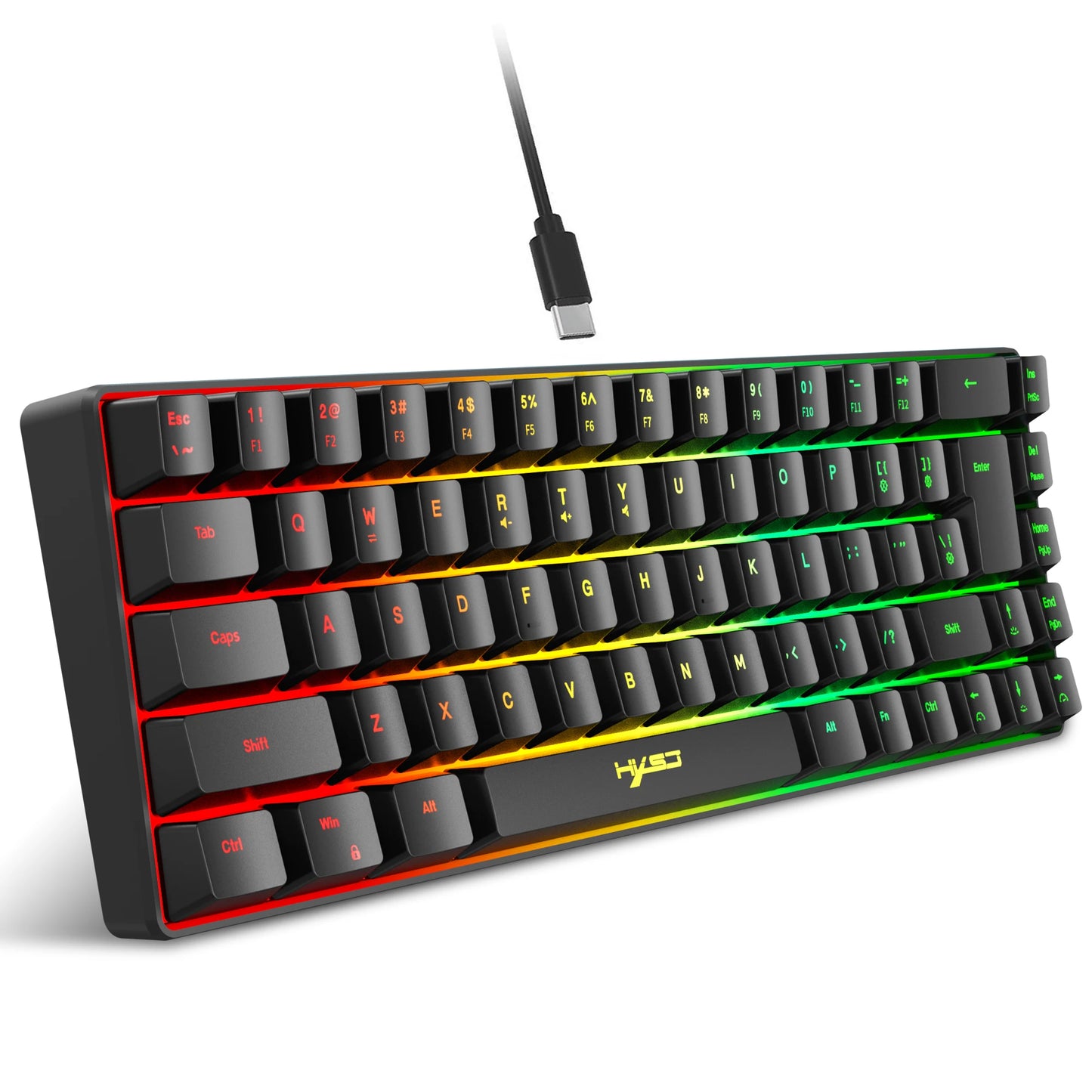 Hot Sale! Spanische kabelgebundene Gaming-Tastatur mit 69 Tasten und RGB-Hintergrundbeleuchtung, kompaktes 68%-Design, ein unverzichtbares Gadget für Büroangestellte und Gamer