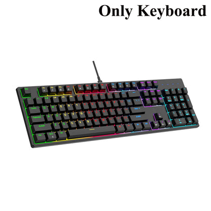 KEBIDUMEI RGB Mechanical Keyboard USB Wired Gaming Keyboard 104 Keys Hot Swappable Ergonomic Keyboard Computer Accessories For PC