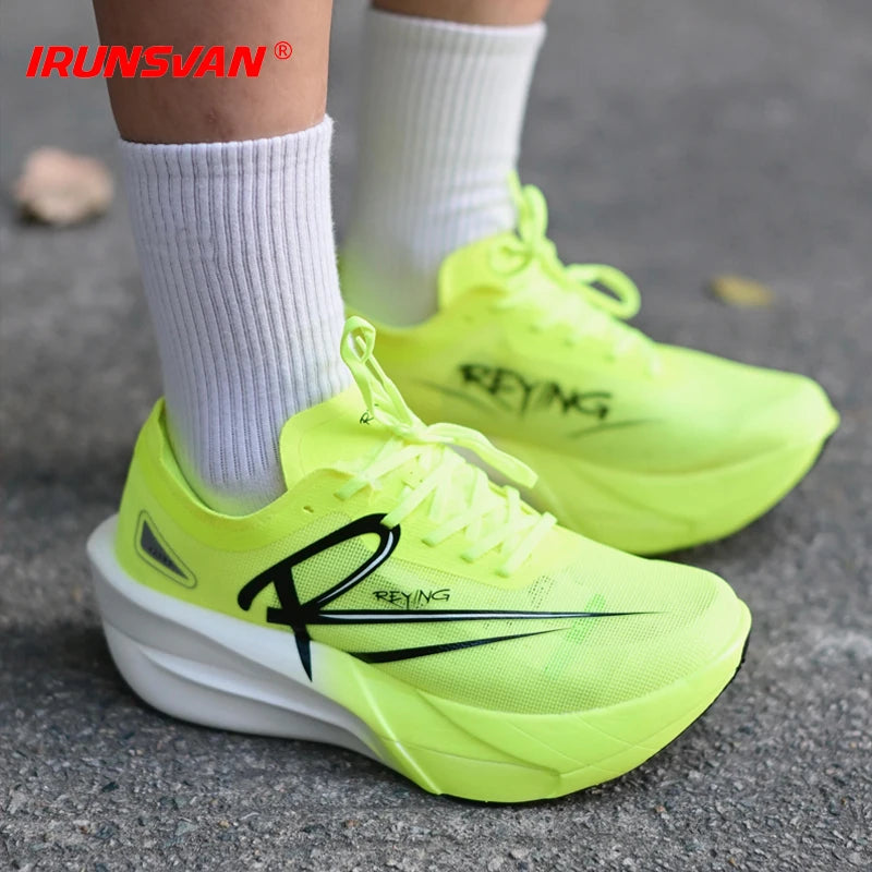 IRUNSVAN Marathon Full-Length Carbon Plate Running Shoes for Men, Cushioned, Shock Absorbent, Triple Rebound Outdoor Road Sports Shoes