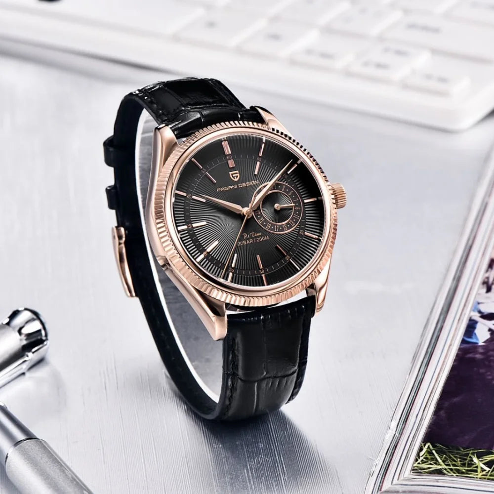 PAGANI Design PD1689 Men's Quartz Watch Japan VH65 Movement Sapphire Glass Leather Strap 20Bar Waterproof Men's Wristwatch
