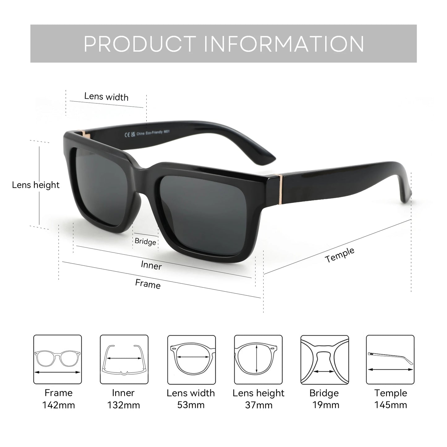 ZENOTTIC 2026 New Fashion Square Polarized Sunglasses Women Men UV400 Protection Shade Rectangle Sun Glasses