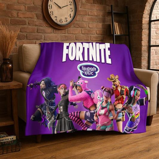 Cartoon-F-Fortnite-Gamer-Flanelldecke – weiche, warme Kuscheldecke für Schlafzimmer, Wohnzimmer, Bett, Reisen, Camping, Picknick und als Geschenk