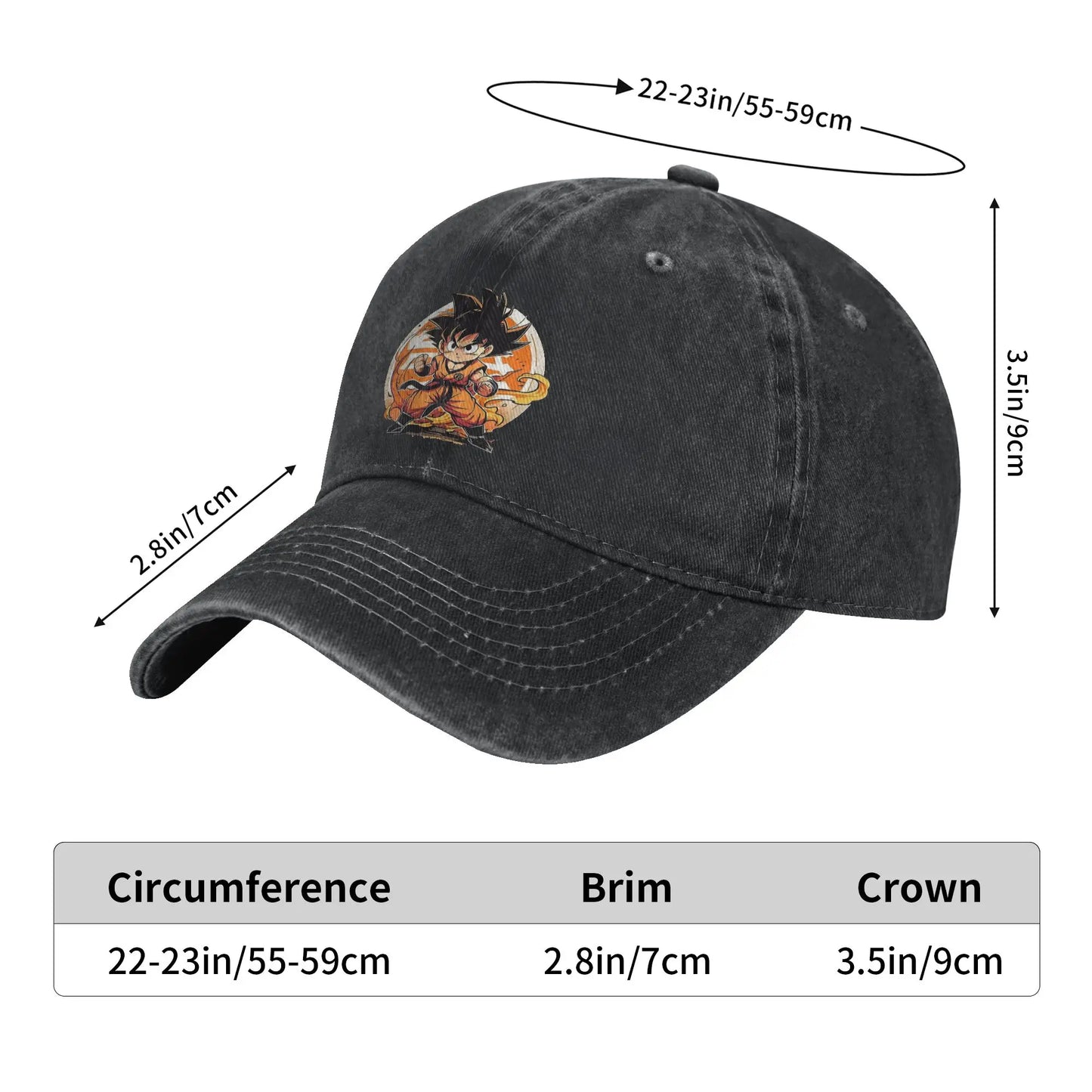 DBZ Little Kakarot Baseball Cap Casual Distressed Cotton Dragon Ball Sun Cap for Men Women Outdoor Adjustable Fit Hats Cap