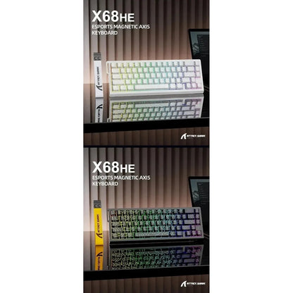 Attack Shark X68 HE Gaming Keyboard - Magnetic Mechanical, 0.01ms Rapid Trigger, 8000Hz Polling, Wired, 128K Ultra-Long Life
