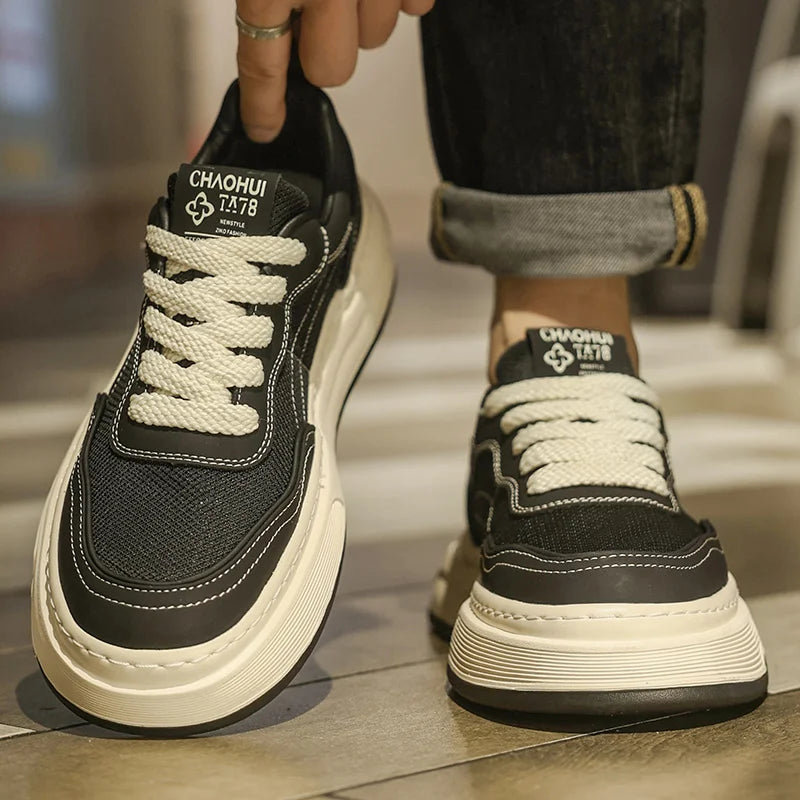 Ultraleichte atmungsaktive Mesh-Sneaker für Herren 2025 – modische Freizeitschuhe mit dicker Sohle, komfortable Schnür-Trainer für tägliche Spaziergänge
