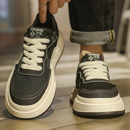 Ultraleichte atmungsaktive Mesh-Sneaker für Herren 2025 – modische Freizeitschuhe mit dicker Sohle, komfortable Schnür-Trainer für tägliche Spaziergänge