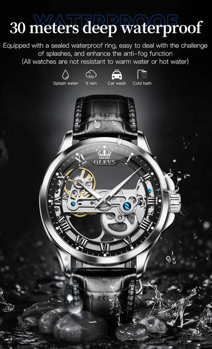 OLEVS 6661 Automatic Watch For Men Skeleton Original Mechanical Movement Man Wristwatch Waterproof Luminous Sport Men's Watches