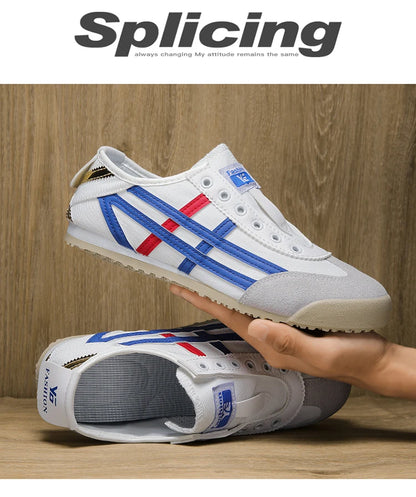 Men's Classic Running Shoes Lace-Up Flat Bottom Sports Shoes Soft Sole Walking Gym Breathable Couple Casual Canvas Tennis Shoes